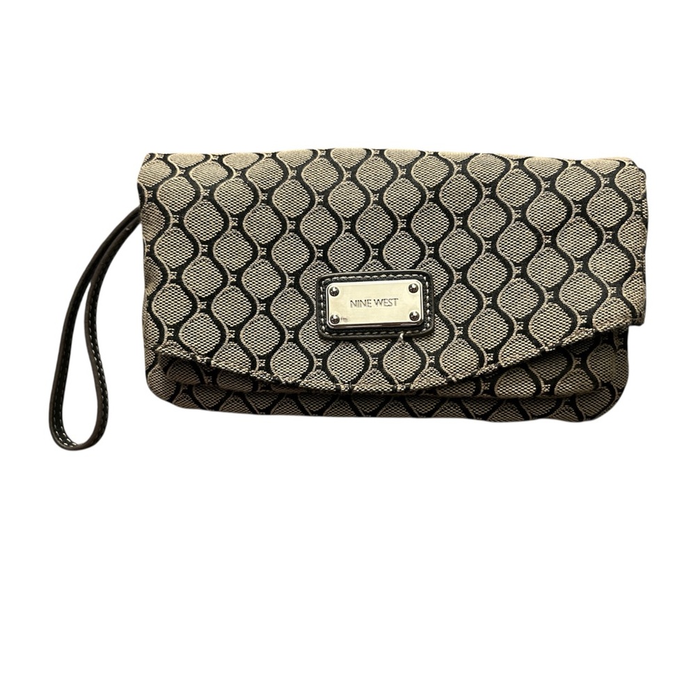 Nine West Patterned Black and Cream Wristlet